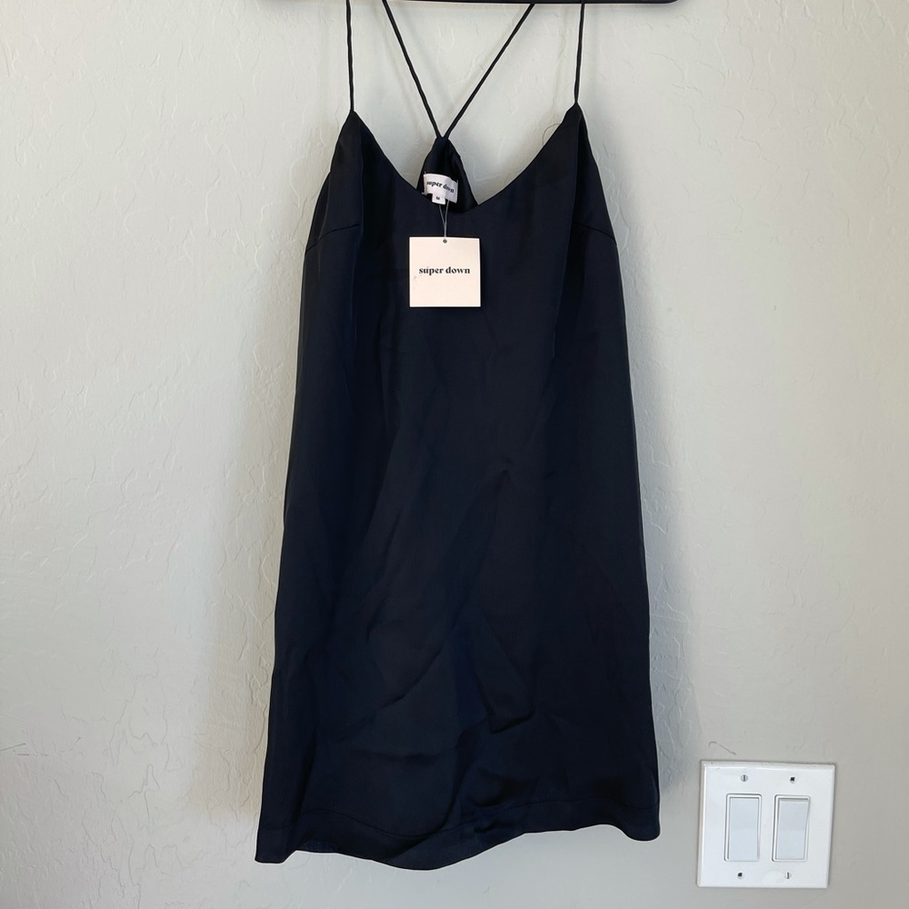 Satin black mini dress